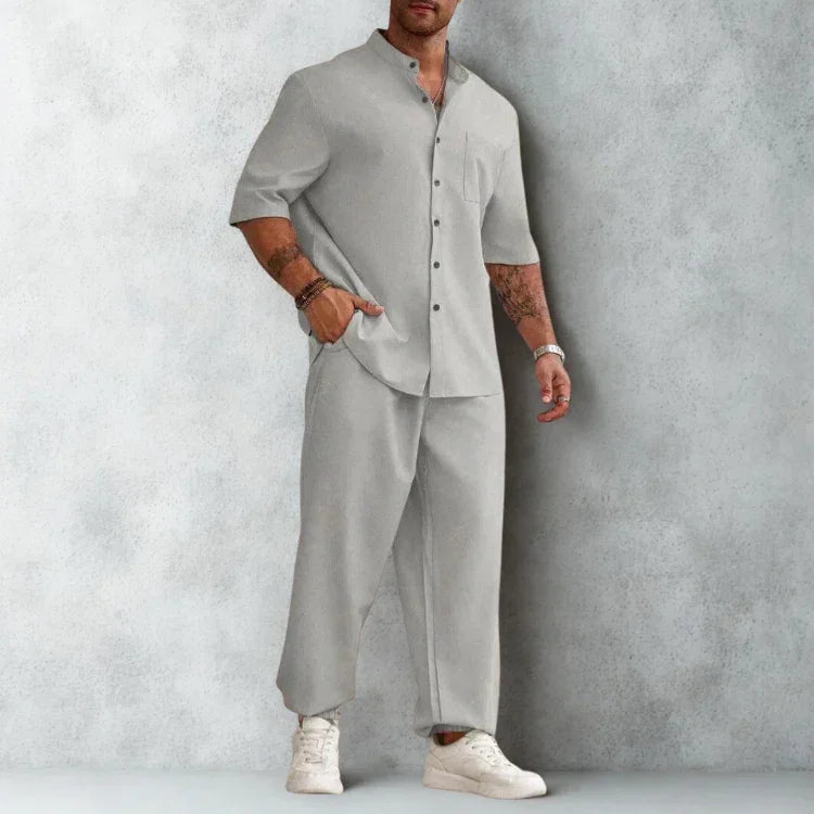 Men’s Casual Set Cotton Linen Blend for Effortless Style Rebooters mens 2 piece set