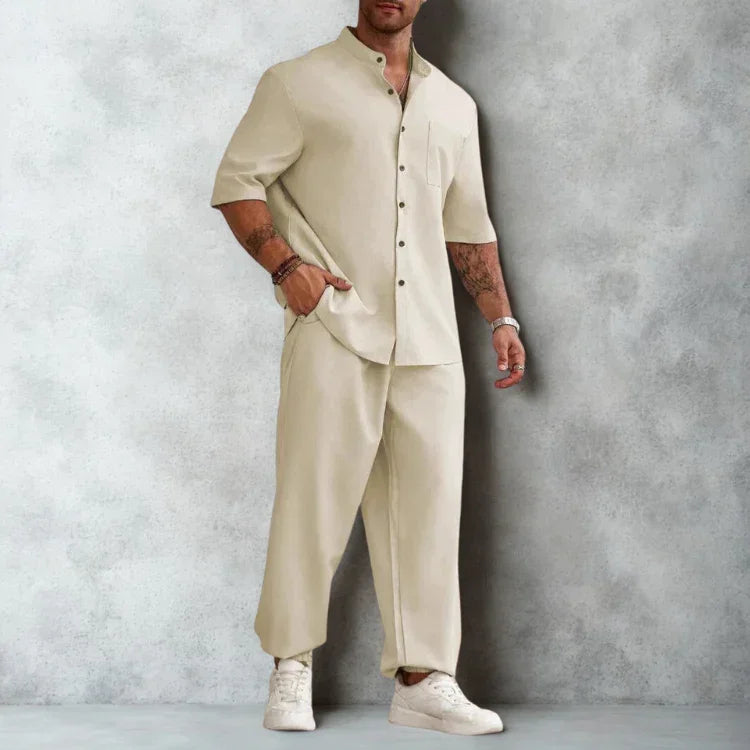 Men’s Casual Set Cotton Linen Blend for Effortless Style Rebooters mens 2 piece set