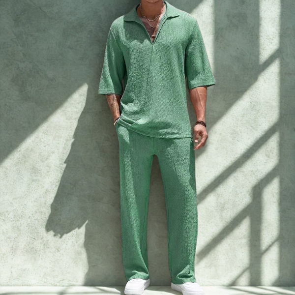Men’s Casual Set – Lightweight Shirt and Pants – Relaxed Fit – Breathable Fabric Rebooters mens 2 piece set