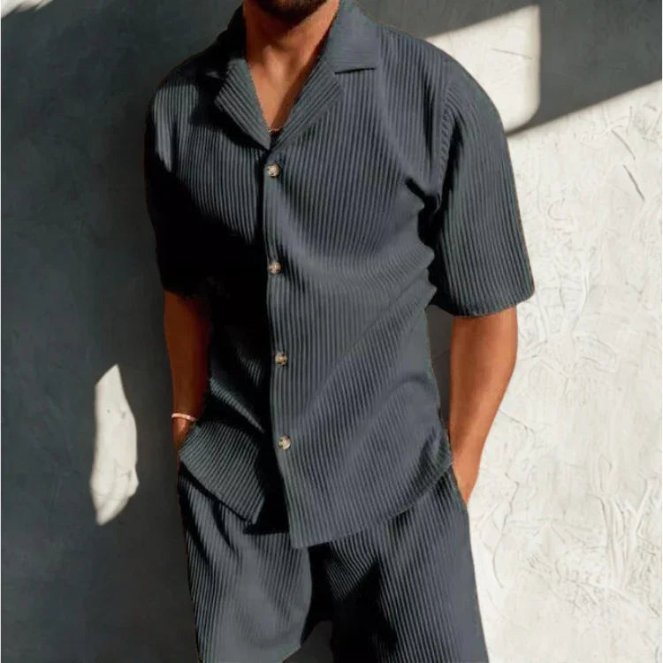 Men's Casual Set with Soft Ribbed Texture for Warm Weather Rebooters mens 2 piece set