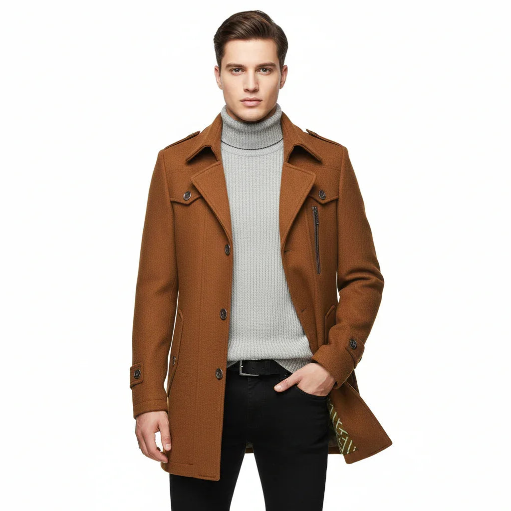 Men's Coat Winter Warm Jacket Akira Stylish Wool Blend - Rebooters