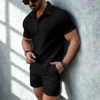 Men’s Slim Fit Button-Down Shirt and Shorts Set for Warm Weather Rebooters mens 2 piece set