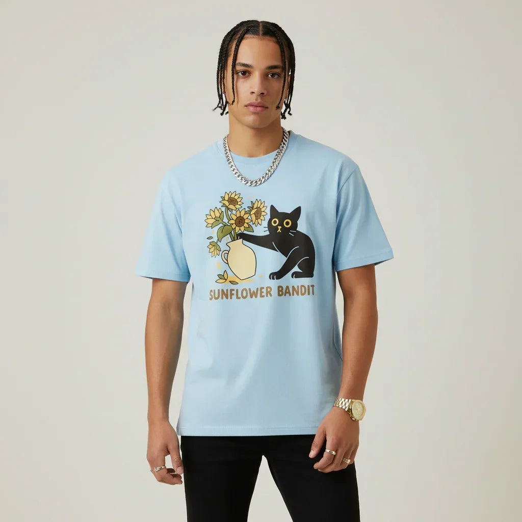 Men’s Sunflower Bandit Cat T-Shirt | Rebooters