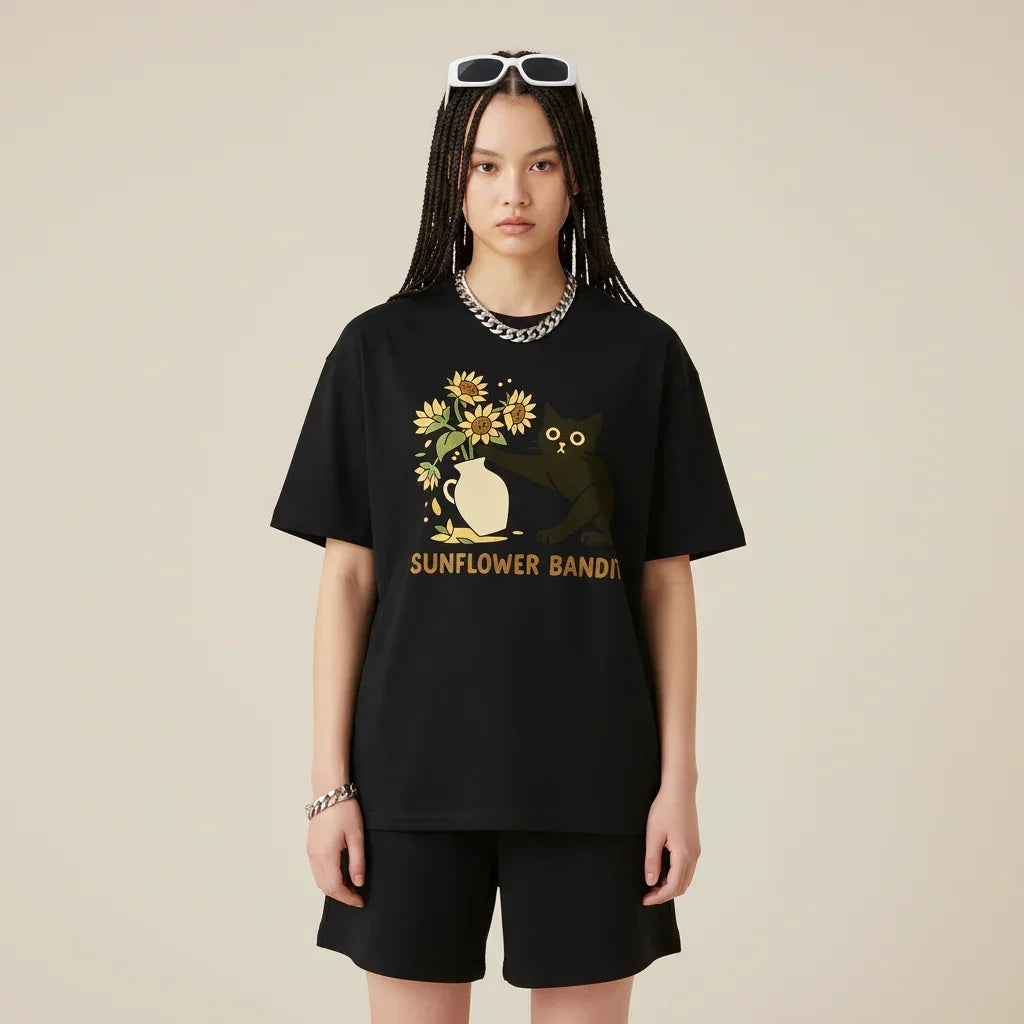 Men’s Sunflower Bandit Cat T-Shirt | Rebooters