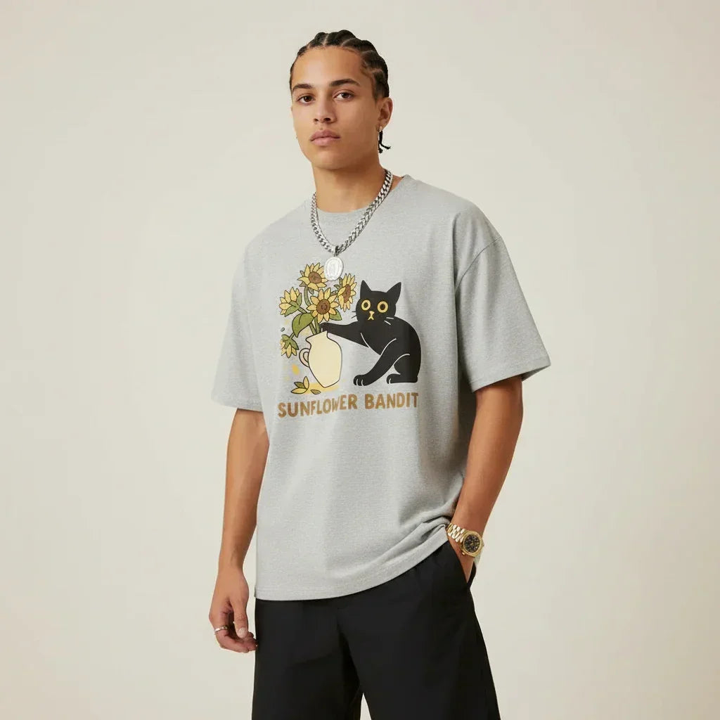 Men’s Sunflower Bandit Cat T-Shirt | Rebooters
