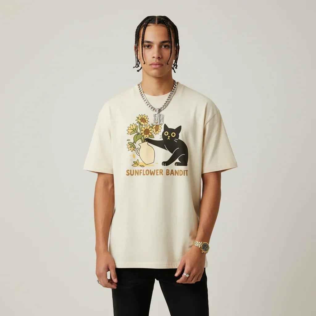 Men’s Sunflower Bandit Cat T-Shirt | Rebooters