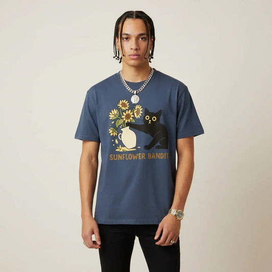 Men’s Sunflower Bandit Cat T-Shirt | Rebooters