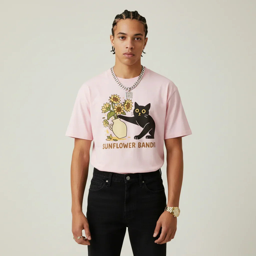 Men’s Sunflower Bandit Cat T-Shirt | Rebooters