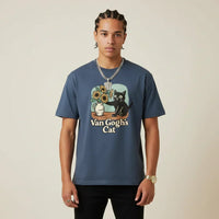 Men’s Van Gogh Cat Sunflower T-Shirt | Rebooters