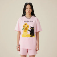 Men’s Van Gogh Cat Sunflowers Graphic Japan T-Shirt | Rebooters