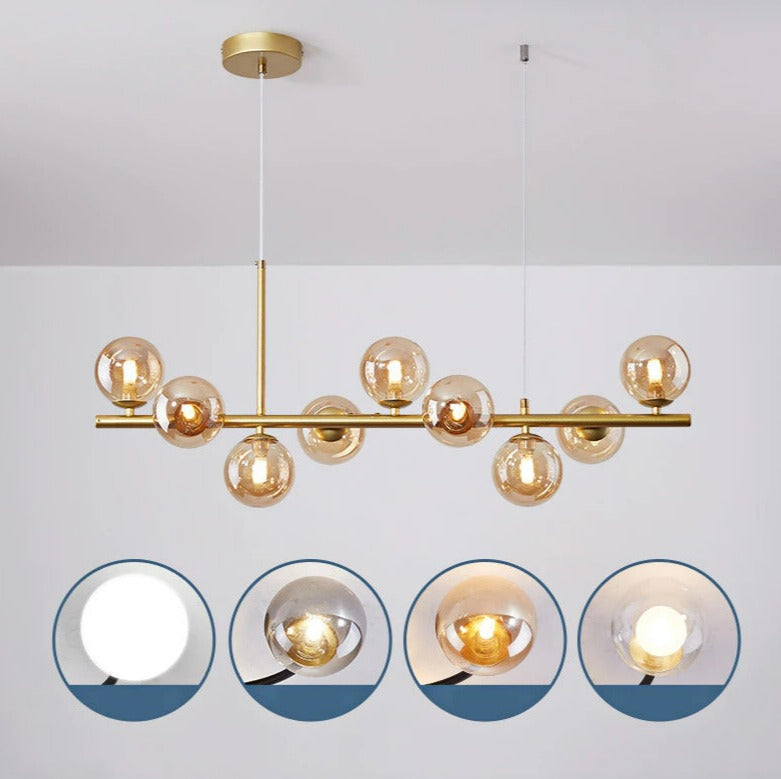 Modern Horizontal White Frosted Glass Ball Chandelier 7 Bulbs | Rebooters - Rebooters