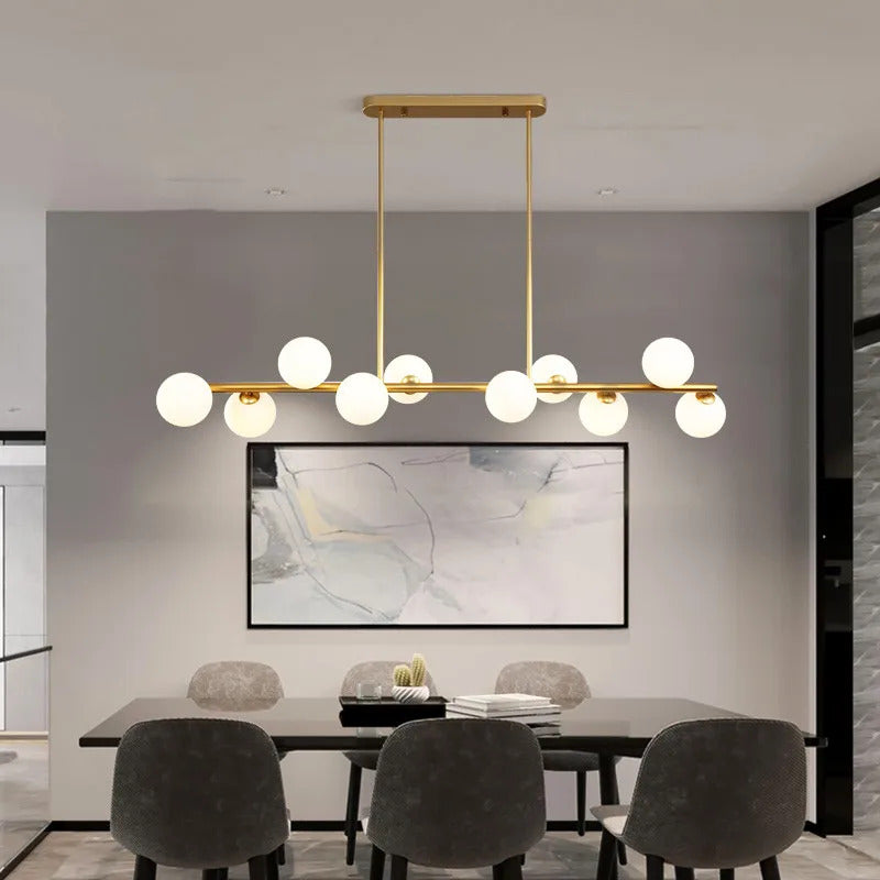 Modern Long Pole Glass Horizontal Chandelier for Elegant Spaces | Rebooters - Rebooters