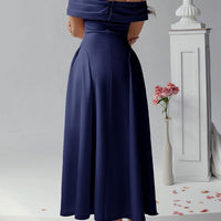 Erin Off-Shoulder Pleated A-Line Midi Dress for Events Rebooters Maxi Women's Dresses