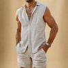 Breathable Men’s Sleeveless Cotton Linen Shirt for Summer Rebooters - mens 2 piece set