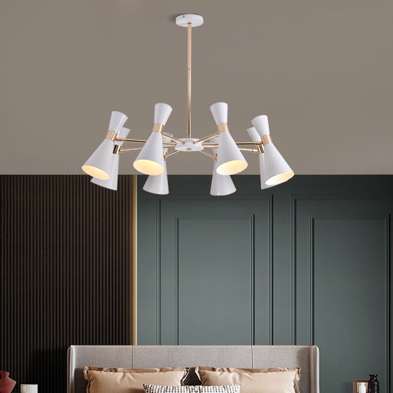 Drum Metallic Ceiling Chandelier Modernism 6 Lights White Gold - Rebooters