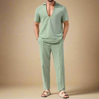Men’s Linen Blend Casual Two-Piece Set for Warm Weather Rebooters mens 2 piece set