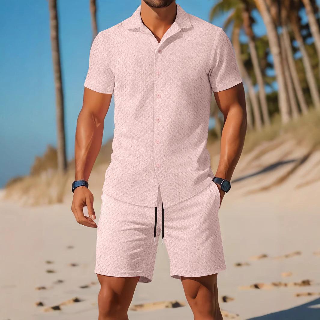 Men’s Slim Fit Embossed Cotton Casual Wear Set Rebooters mens 2 piece set