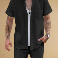 Men’s Casual Set Henley Shirt and Shorts for Summer Comfort Rebooters mens 2 piece set