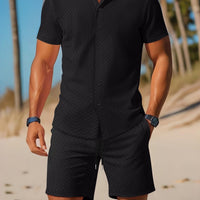 Men’s Slim Fit Embossed Cotton Casual Wear Set Rebooters mens 2 piece set