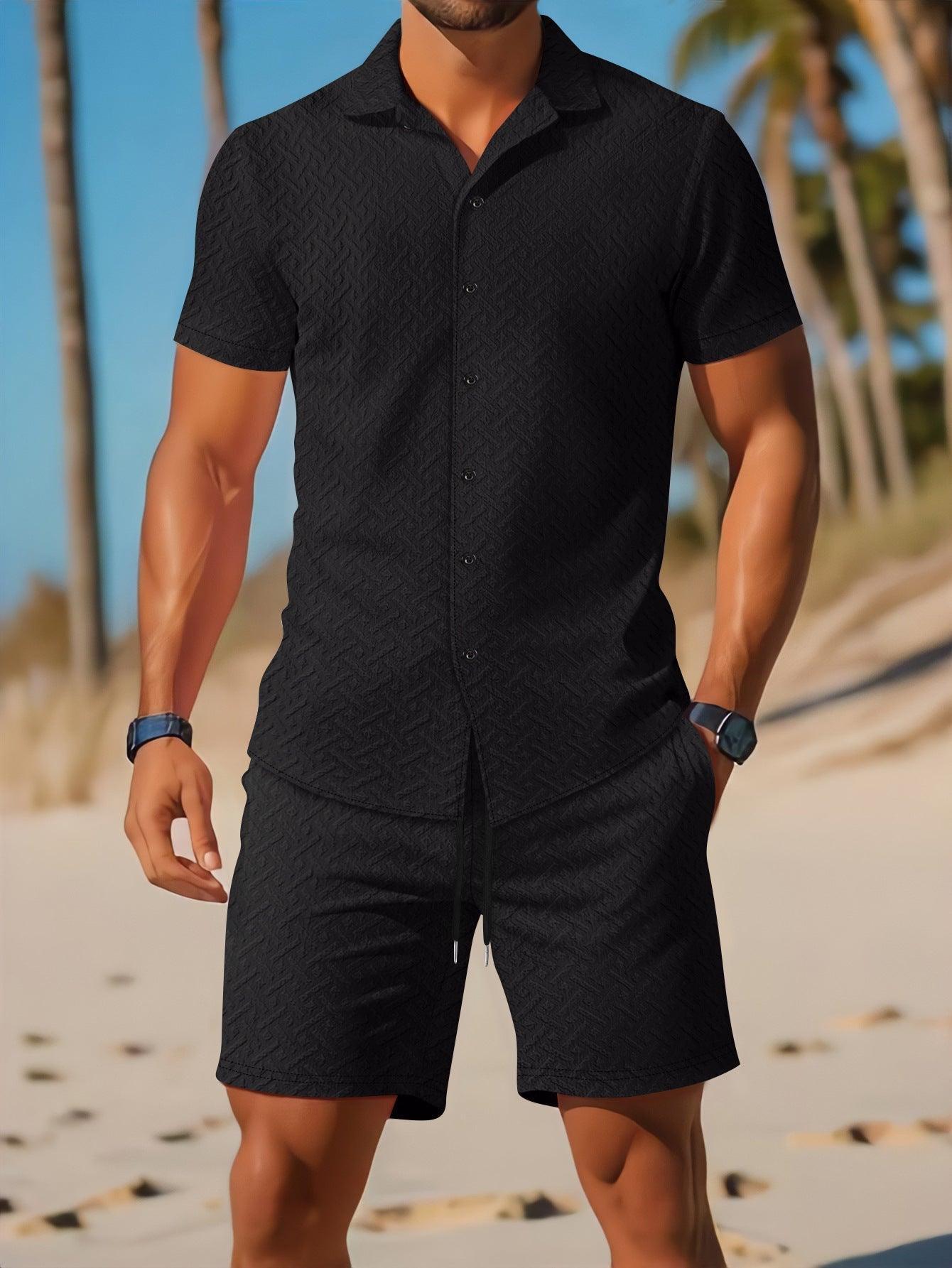 Men’s Slim Fit Embossed Cotton Casual Wear Set Rebooters mens 2 piece set