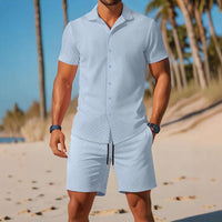 Men’s Slim Fit Embossed Cotton Casual Wear Set Rebooters mens 2 piece set