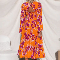 Floral Midi Dress with Pleated Skirt Rebooters Maxi Women's Dresses