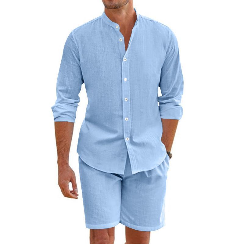 Men’s Linen Blend Two-Piece Set for Summer Comfort Rebooters mens 2 piece set