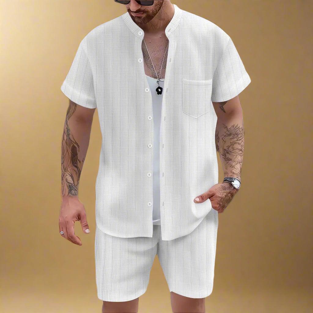 Men’s Casual Set Henley Shirt and Shorts for Summer Comfort Rebooters mens 2 piece set