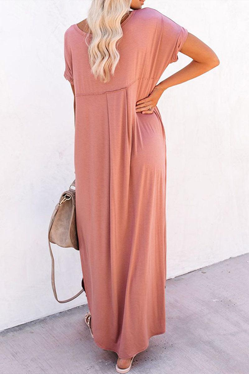 Evelyn Timeless Loose-Fitting Solid Maxi Dress with Flowing Shape for Comfort Rebooters Maxi Women's Dresses