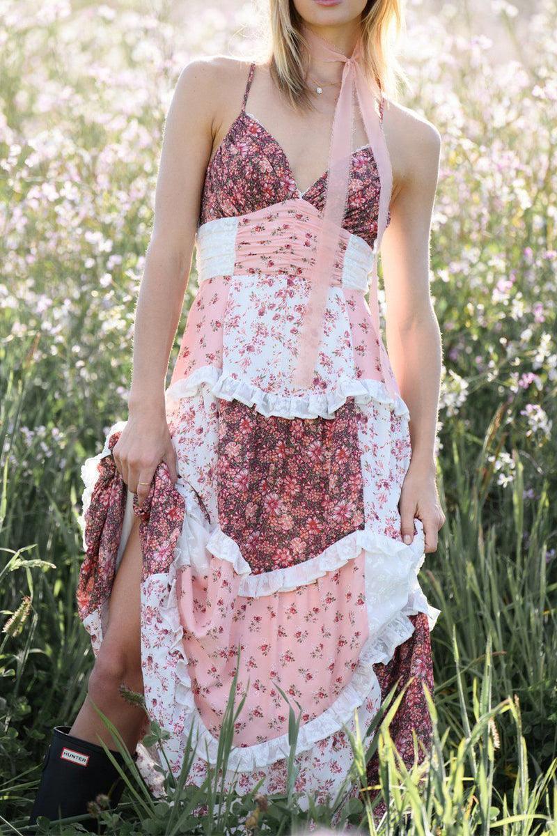 Gracie Boho Patchwork Maxi Dress for Romantic Style Rebooters Maxi Women's Dresses