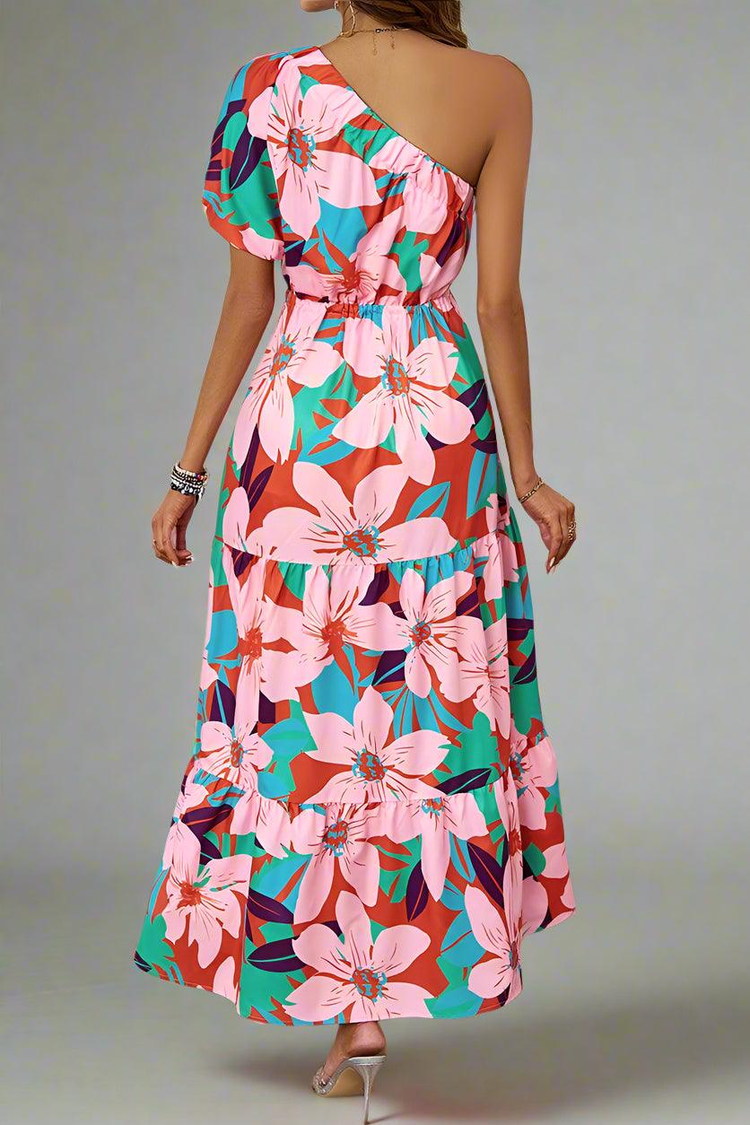 Penelope Statement-Making Puff Sleeve One-Shoulder Maxi Dress for Elegant Occasions - Rebooters -Women's Dresses