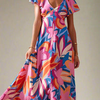 Hallie Floral V-Neck Maxi Dress with Flowing Silhouette and Soft Elegance Rebooters Maxi Women's Dresses