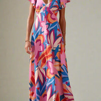 Hallie Floral V-Neck Maxi Dress with Flowing Silhouette and Soft Elegance Rebooters Maxi Women's Dresses
