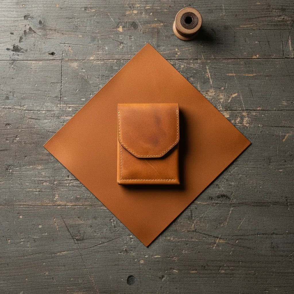 Minimalist tan leather Best Dad Ever wallet with flap closure and visible stitching for personalized gift use