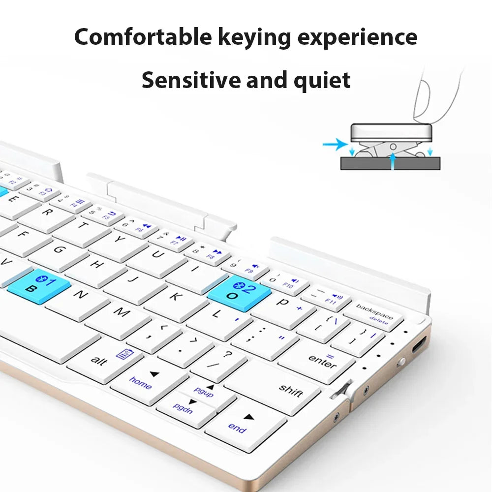 Portable Bluetooth Wireless Folding Keyboard for iPad iPhone Mac Rechargeable Compact Design - Rebooters