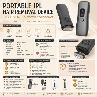IPL Hair Removal Device for Women Cooling Kit Torino Limited Editions