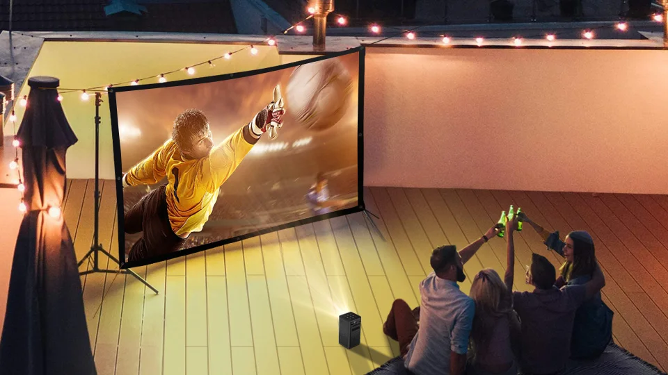 Portable P20 3D 4K Smart DLP Projector – Native 1080P, Android 9.0, 150-Inch Display - Rebooters