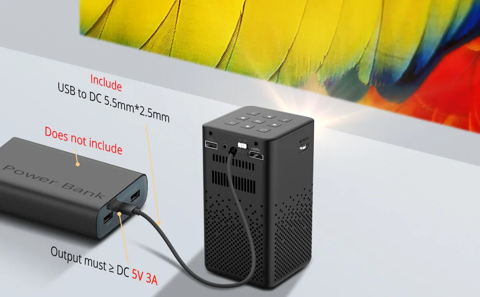Portable P20 3D 4K Smart DLP Projector – Native 1080P, Android 9.0, 150-Inch Display - Rebooters