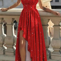 Alicia Elegant Draped High-Low Wrap Dress for Any Occasion Rebooters Maxi Women's Dresses