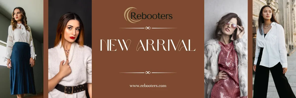 Banner for Rebooters with model images and text 'New Arrival'.