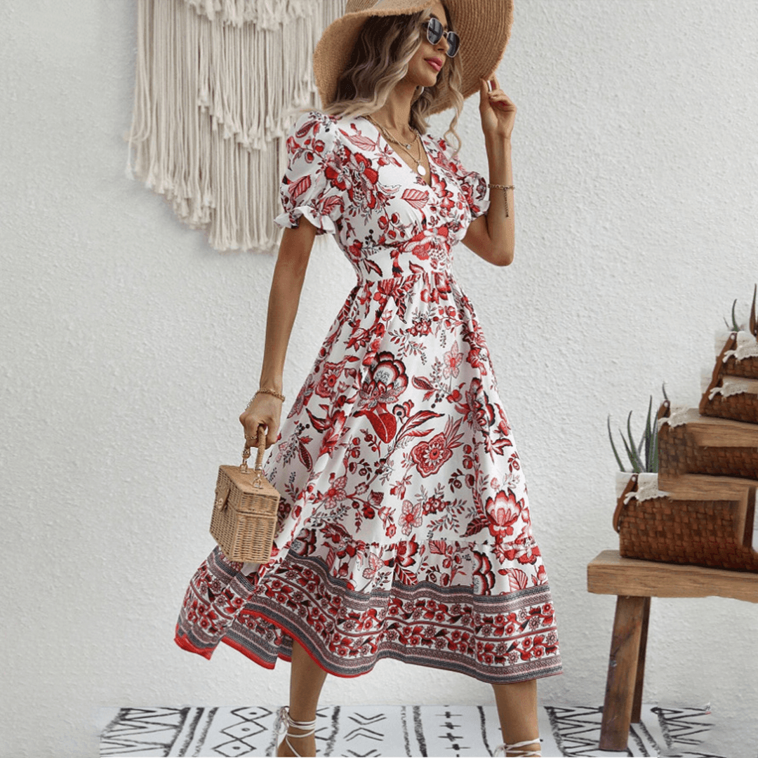 Elegant Kelly Women's Maxi Dress with Flowy Fit and Puff Sleeves Rebooters Maxi Women's Dresses