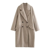 Rosa Women's Chic Winter Woolen Coat Stylish Double-Breasted Design - Rebooters