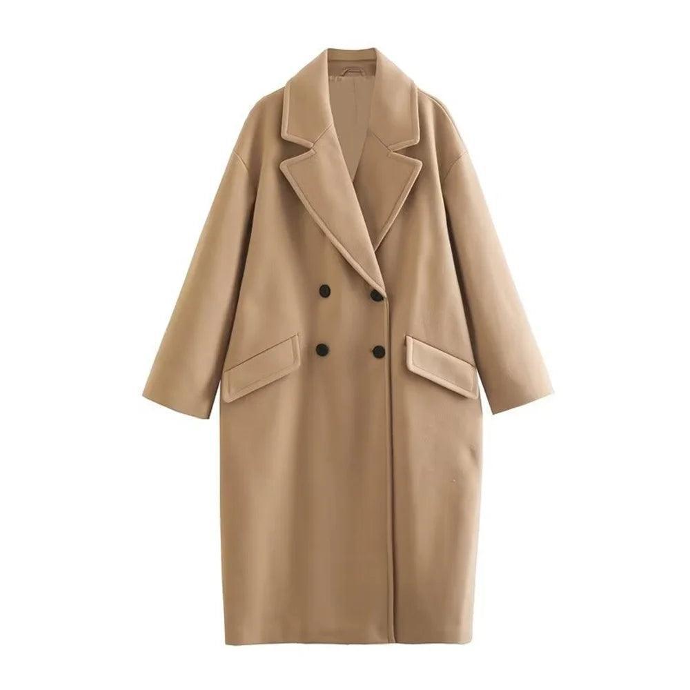 Rosa Women's Chic Winter Woolen Coat Stylish Double-Breasted Design - Rebooters