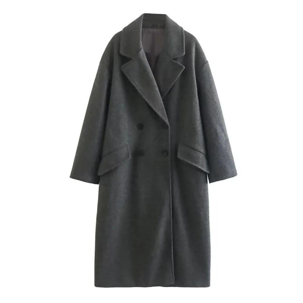 Rosa Women's Chic Winter Woolen Coat Stylish Double-Breasted Design - Rebooters