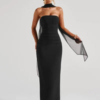 Lorelai Women's Evening Prom Dress with Halter Scarf Detail - Rebooters -Women's Dresses