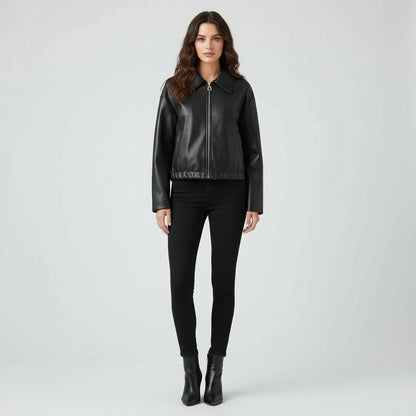 Stylish Raven Women's Red Leather Streetwear Jacket for Bold Fashion - Rebooters