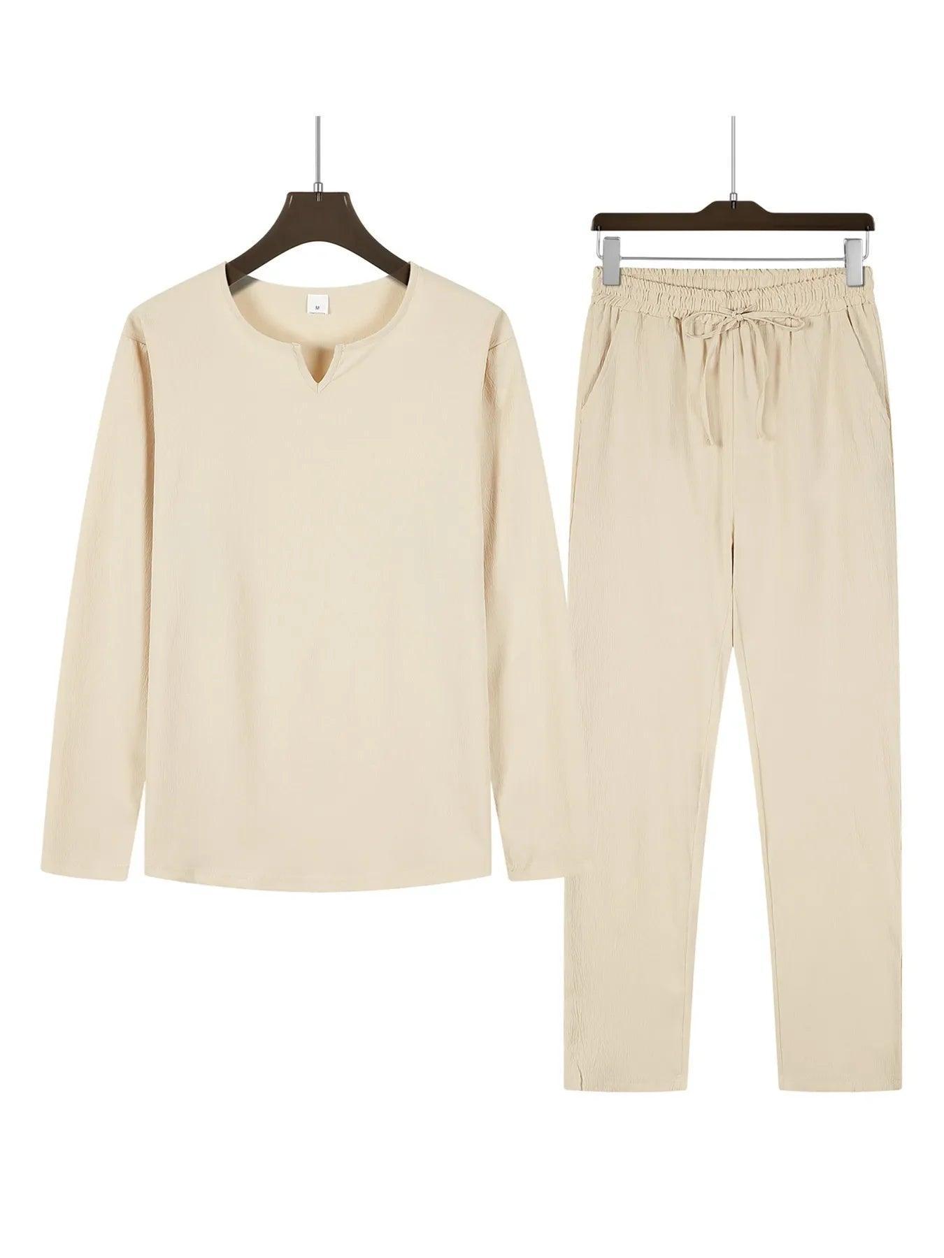 Men's Long Sleeve Top and Drawstring Pants Set for Comfort Rebooters mens 2 piece set