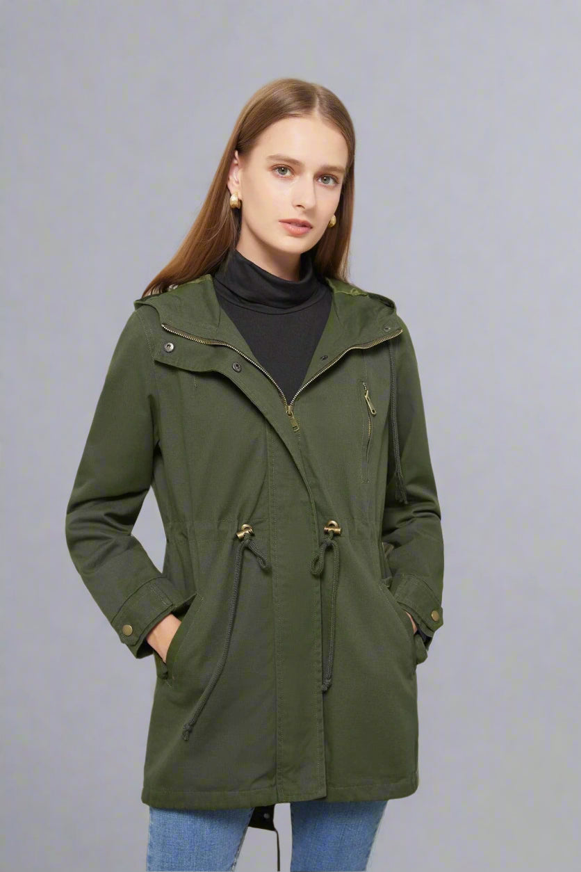 Lena Women's Cotton Hooded Trench Coat Stylish Windbreaker - Rebooters