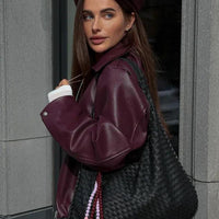 Mara Jacket - Chic Solid Zipper Leather Bomber For Women - Rebooters