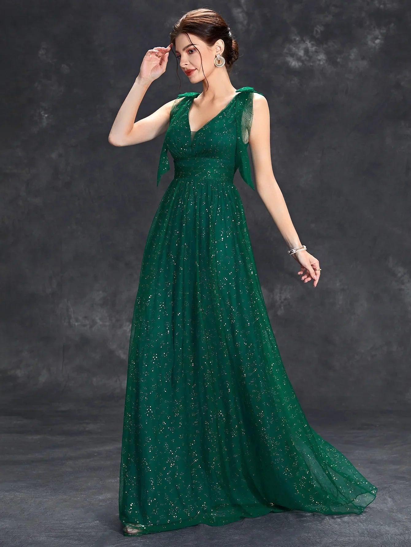 Paloma Women's Evening Gown - Glitter Embellished Design - Rebooters -Women's Dresses